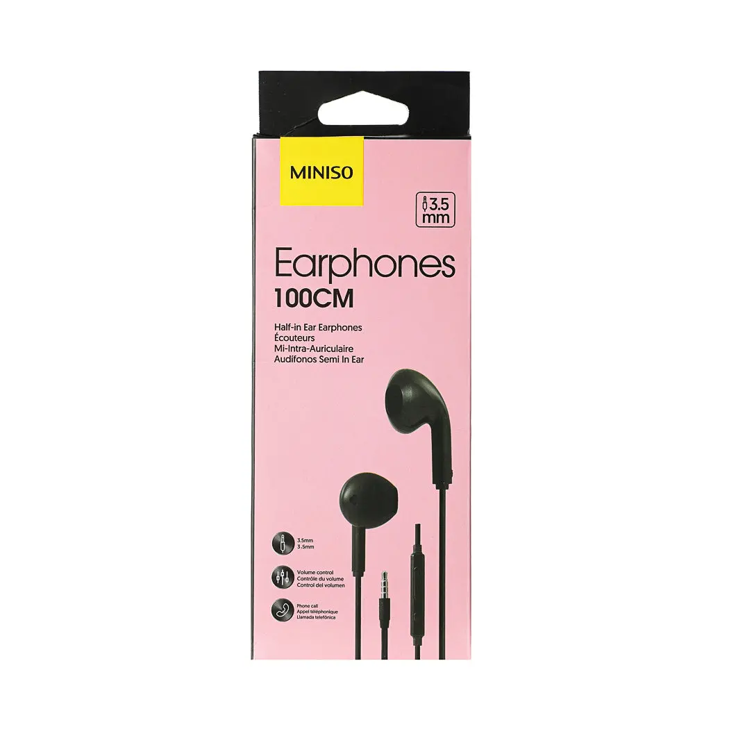 Classic Half-In Ear Earphones For Music  Model: Hf230 (Black) 1