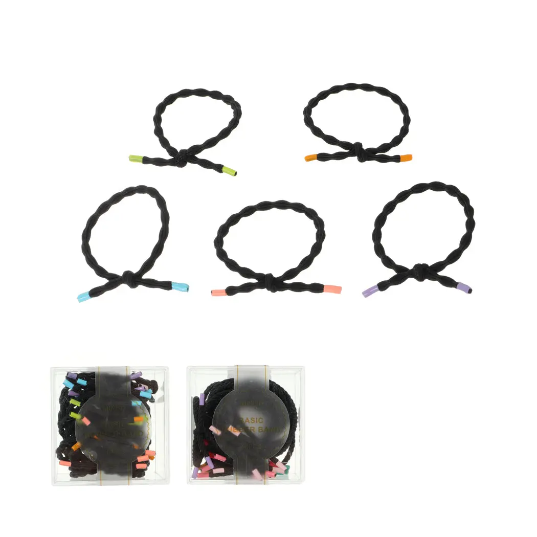 Black Knotted Hair Ties With Container (20 Pcs) 1