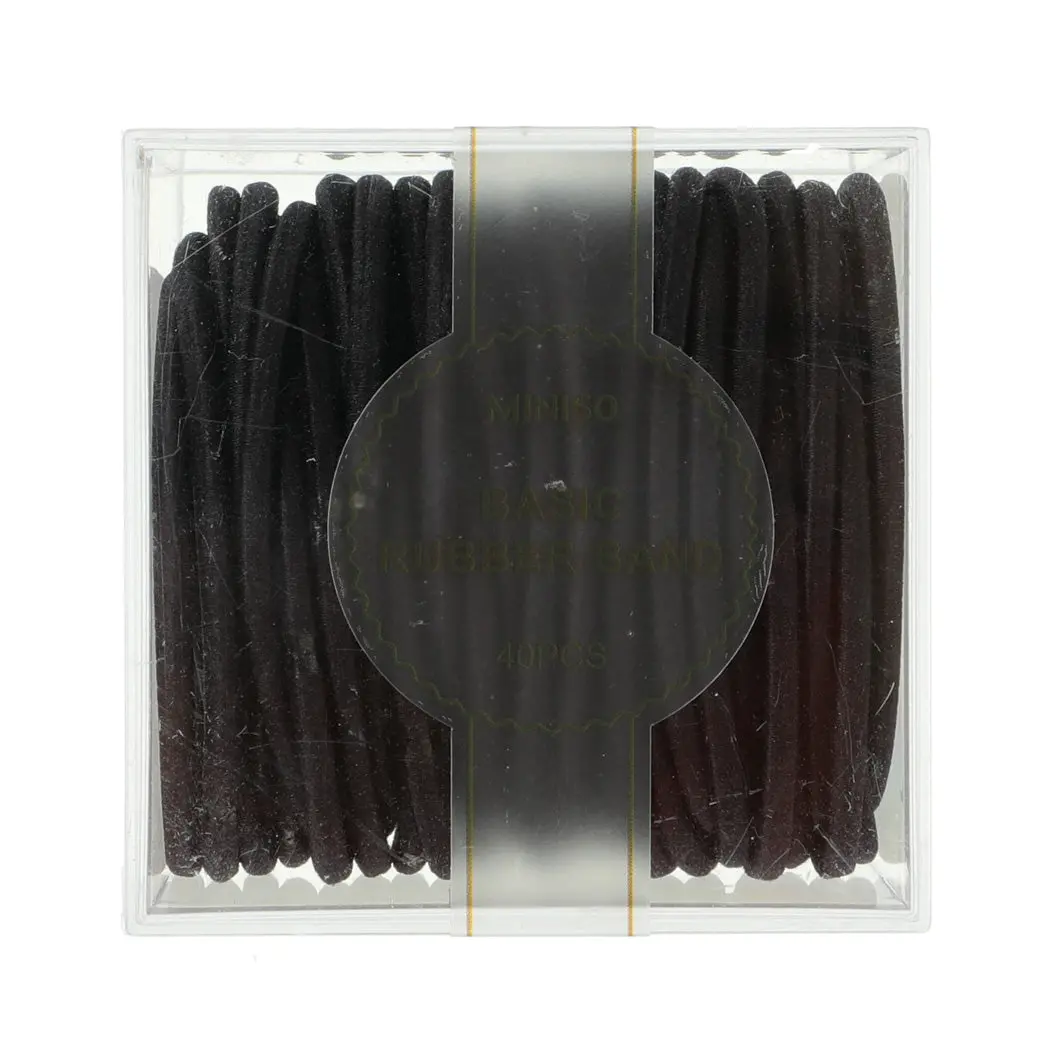 Black Hair Ties With Container (40 Pcs) 1