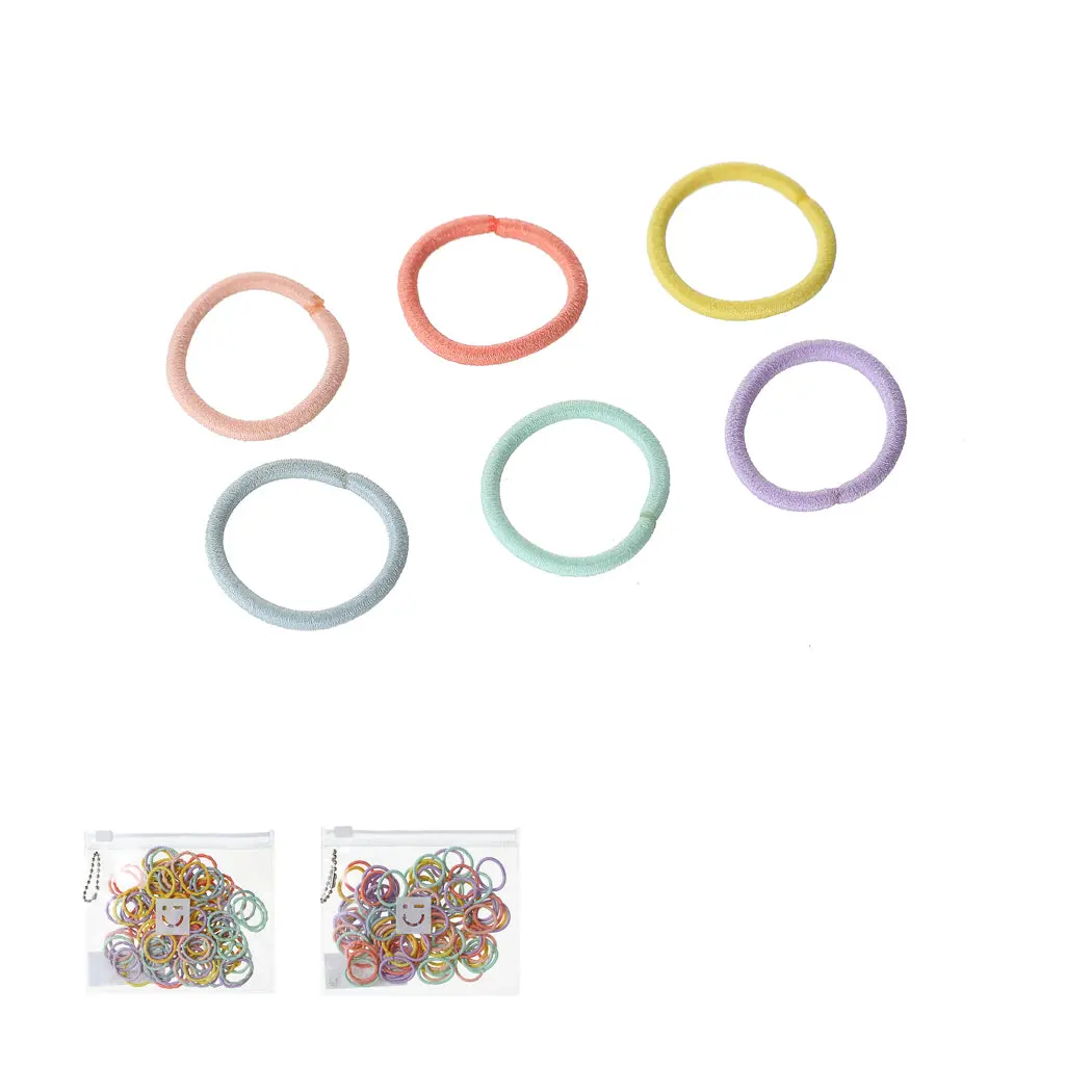 Mini Colorful Hair Ties With Storage Bag (100 Pcs) 1