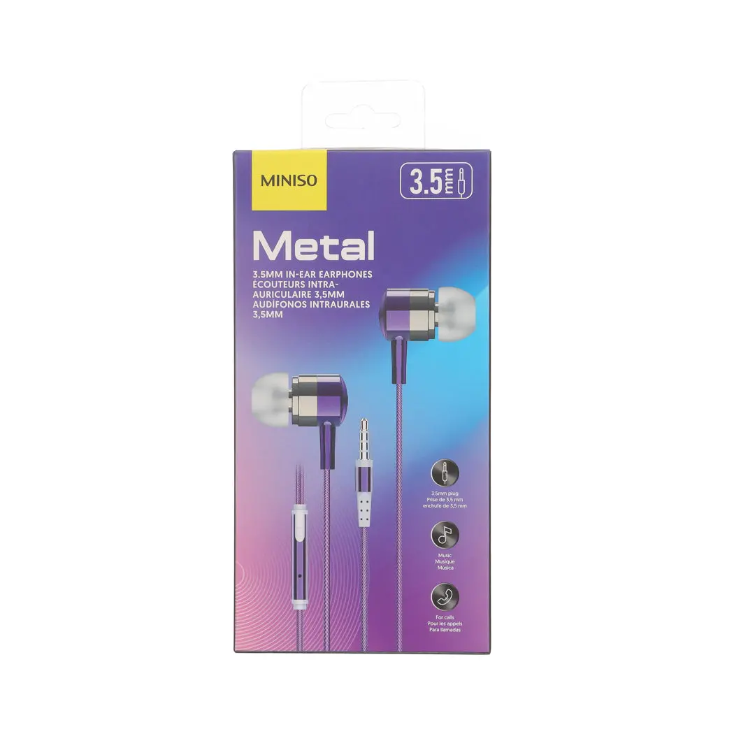 Colored Metal 3.5Mm In-Ear Earphones  Model: Pa401(Purple) 1