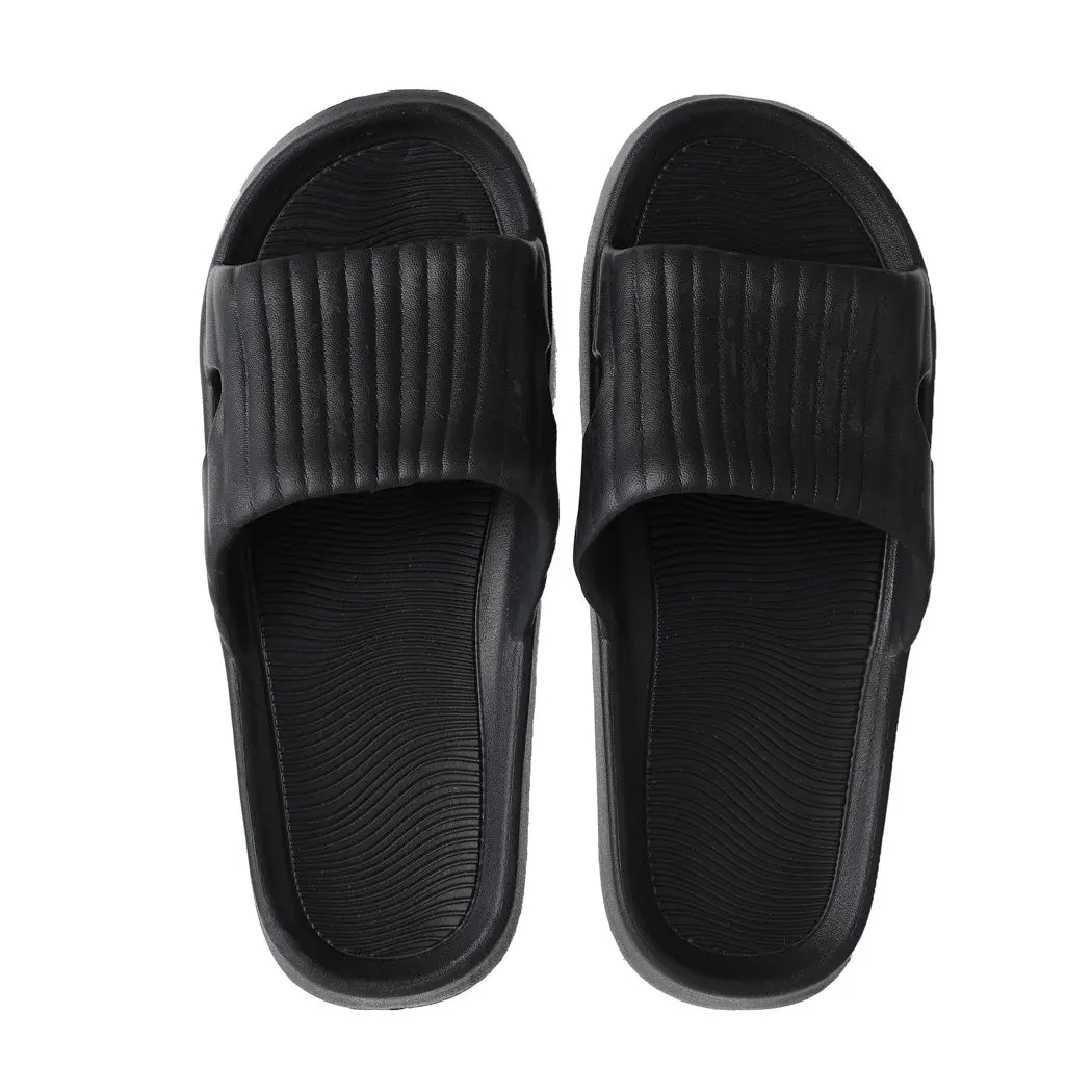 (Black,43-44) Classic Stripe Men's Bathroom Slippers 1