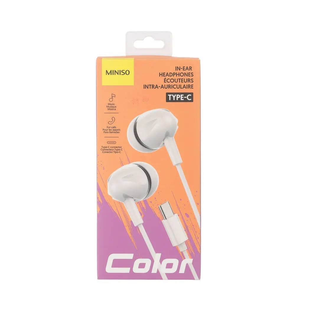 Type-C In-Ear Wired Headphones With Microphone  Model: 22E27(White) 1