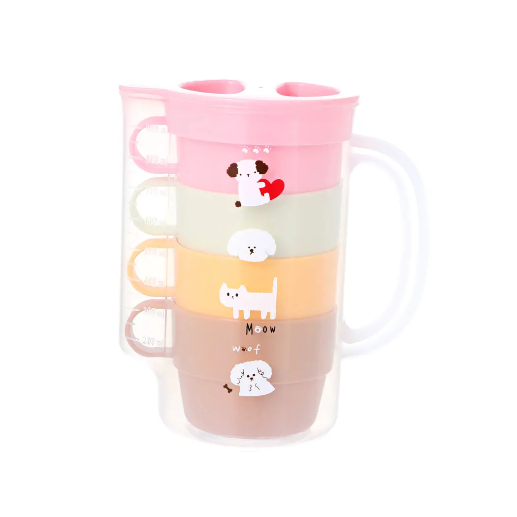 Stick Figure Puppy Series Water Pitcher With 4 Cups (1000Ml) 1
