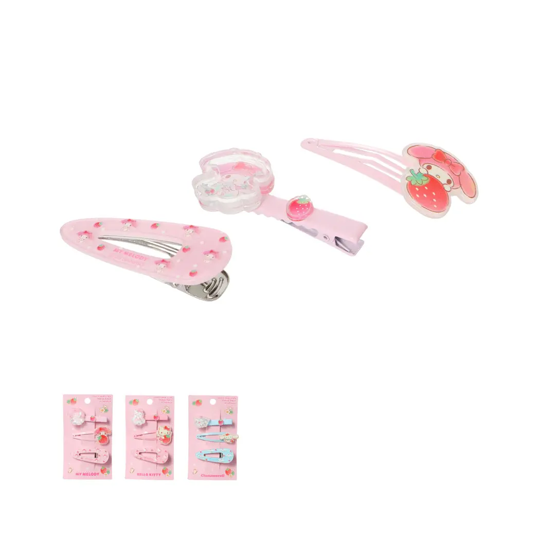 Sanrio Characters Strawberry Collection Lovely Hair Clips (3 Pcs) 1