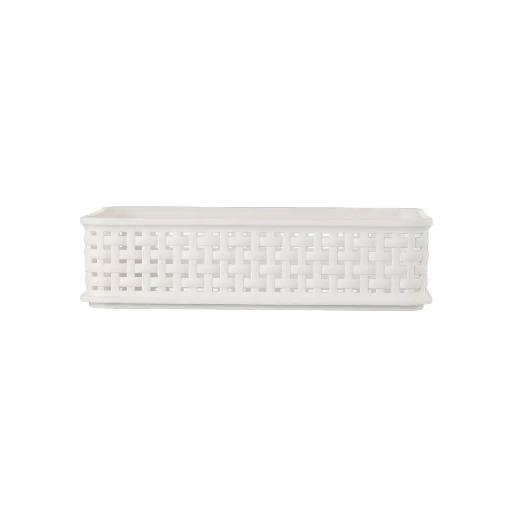 Hollow-Out Imitation Rattan Rectangle Storage Basket (M) 1
