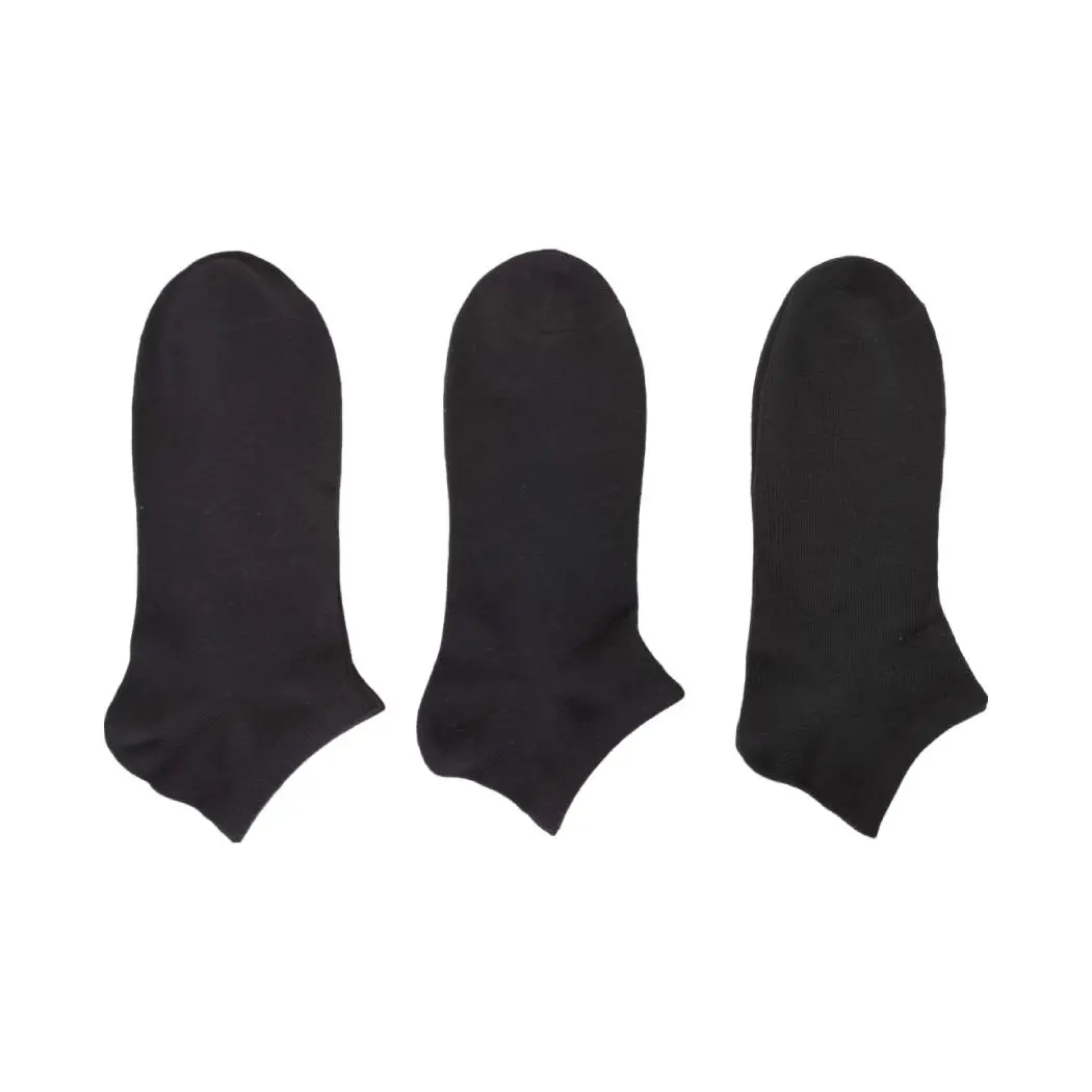 Men's Cotton Ankle Socks (3 Pairs)(Black) 1
