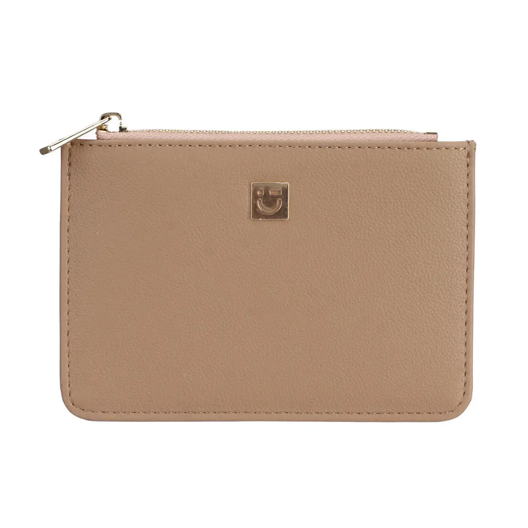 Smiley Face Top Zip Coin Purse(Khaki) 1