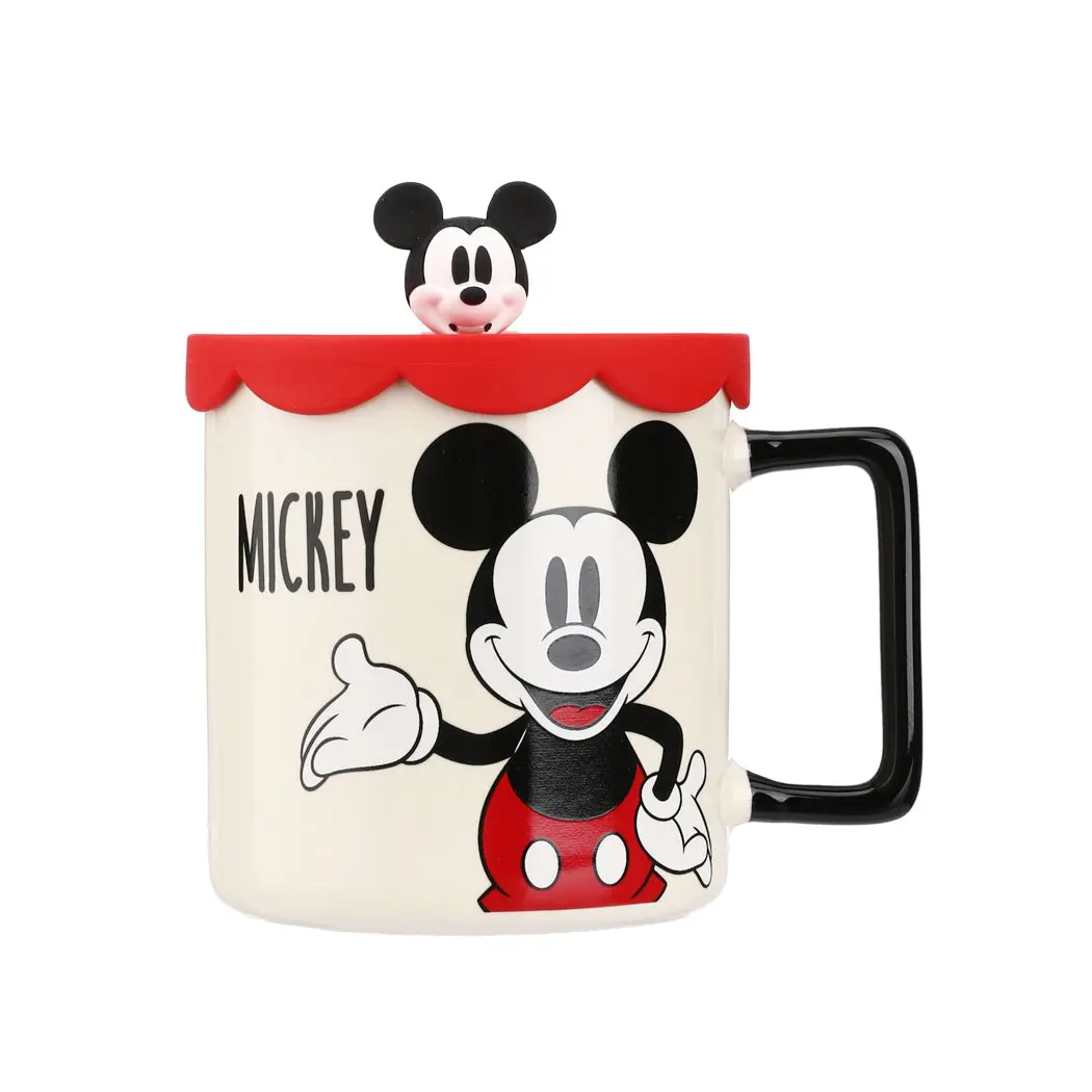 Disney Mickey Mouse Collection Cartoon Ceramic Cup With Silicone Lid (425Ml)(Model A, Mickey) 1