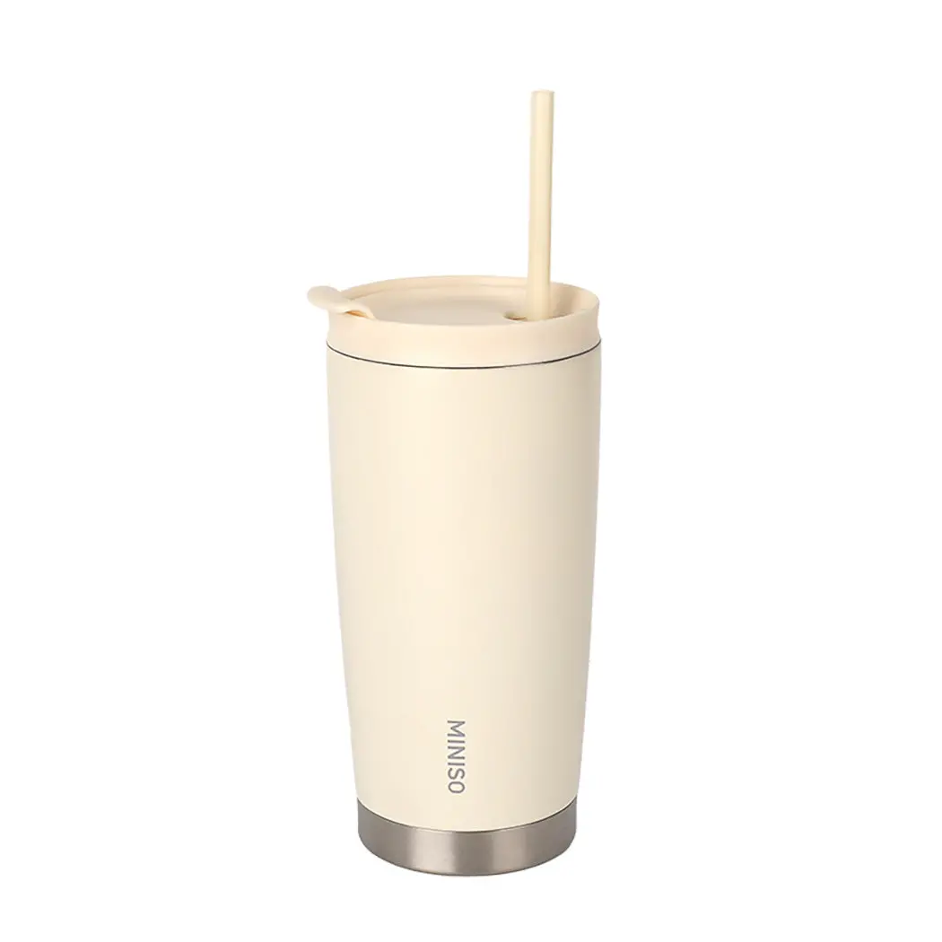 Coffee Series Double-Wall Steel Tumbler With Straw 560Ml(White) 1