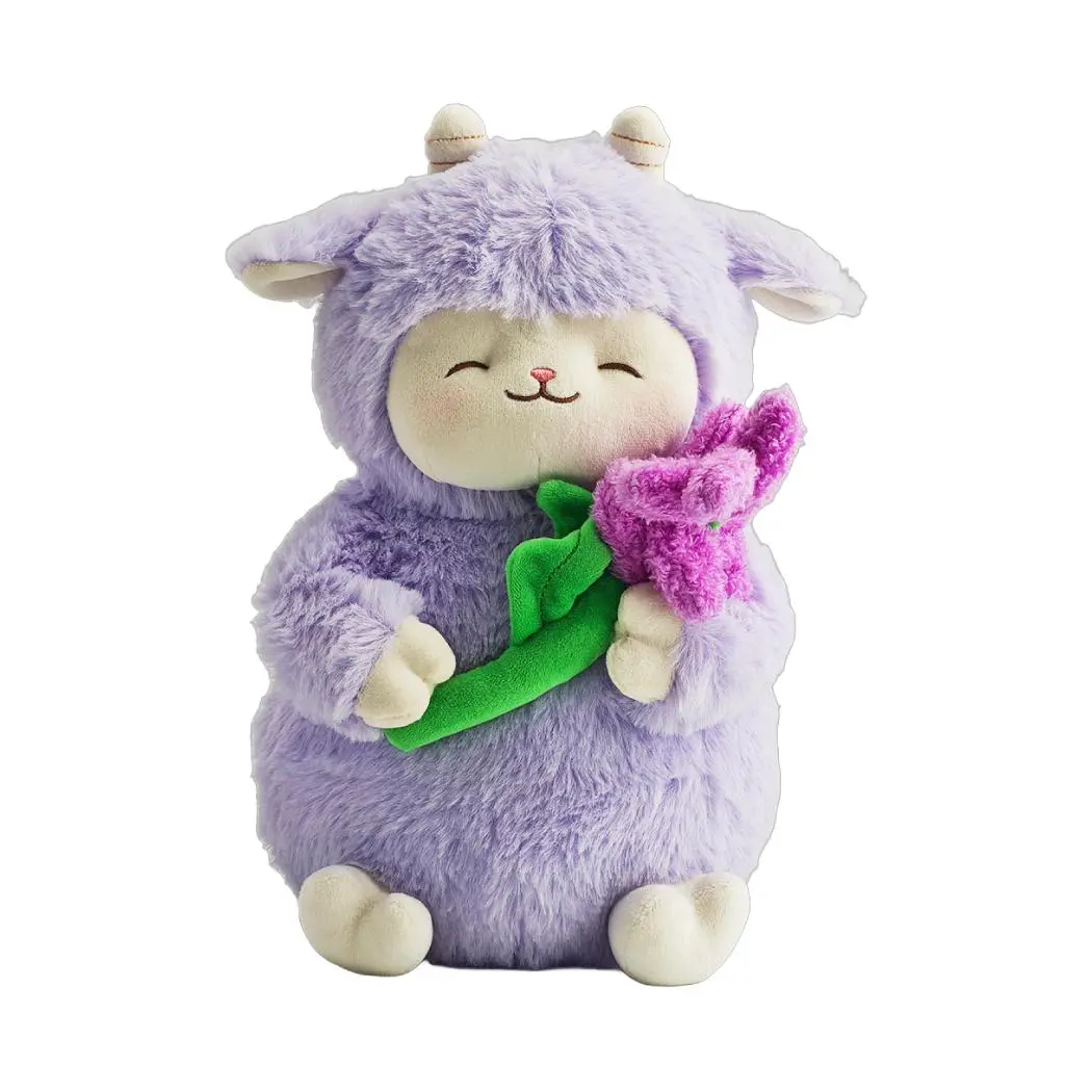 Lamb Baa Yumyum Collection 11In. Cici Holding Flower Plush Toy (Purple, Holding Lavender) 1