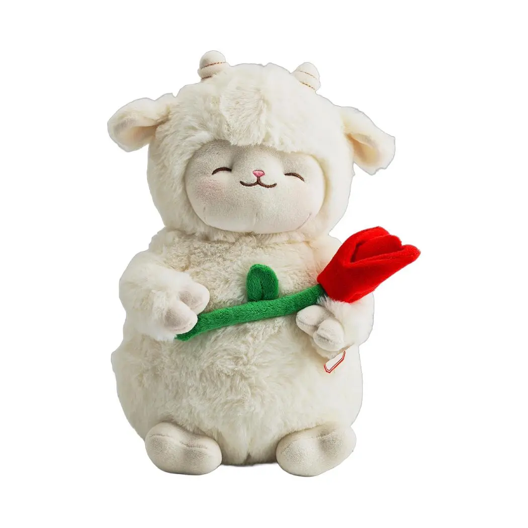 Lamb Baa Collection 11In. Cici Holding Flower Plush Toy(White, Holding Rose) 1
