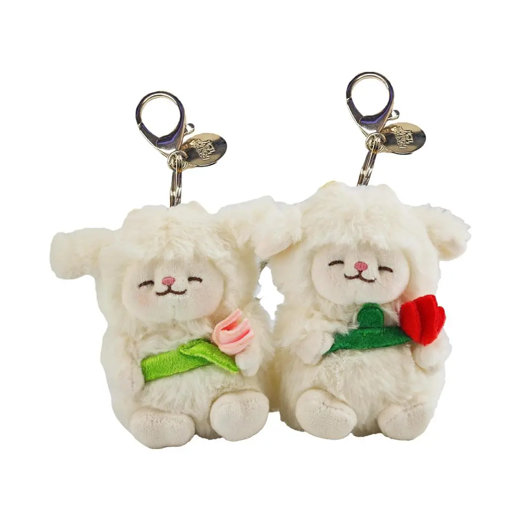 Lamb Baa Series 4.5In. Cici Holding Flower Plush Pendant (2 Assorted Designs: Pink, Red) 1