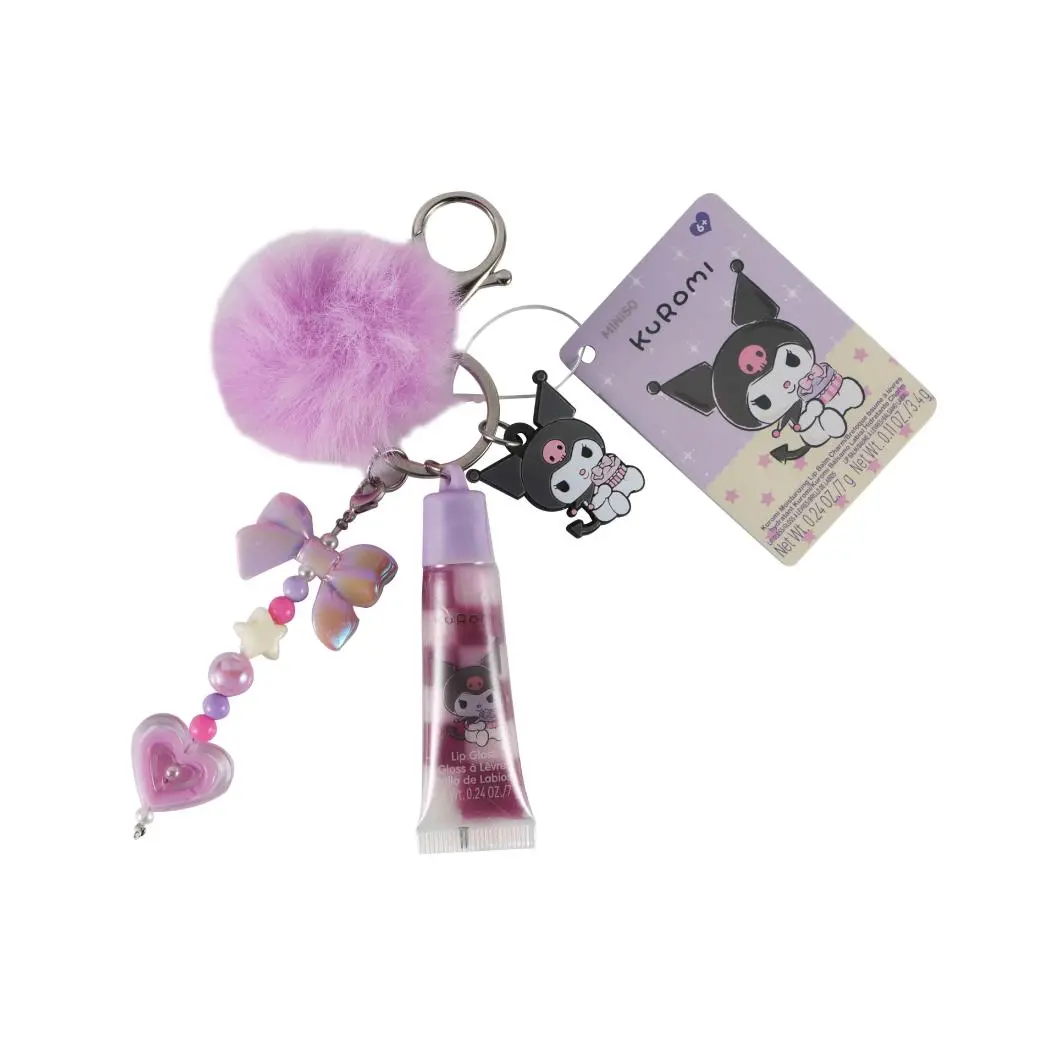 Kuromi Lip Gloss Keychain & Beaded String 1