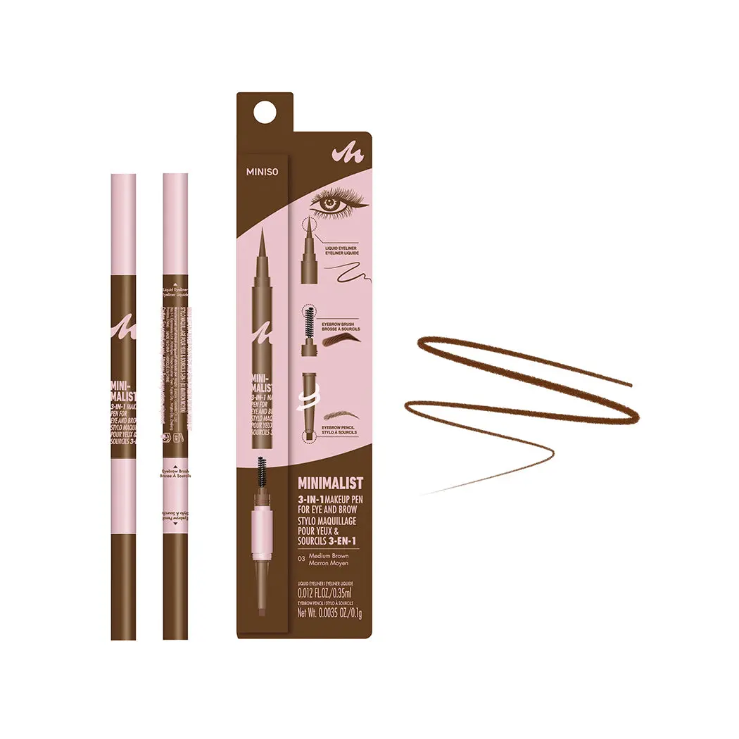 Minimalist 3-In-1 Makeup Pen For Eye And Brow (03 Medium Brown) 1