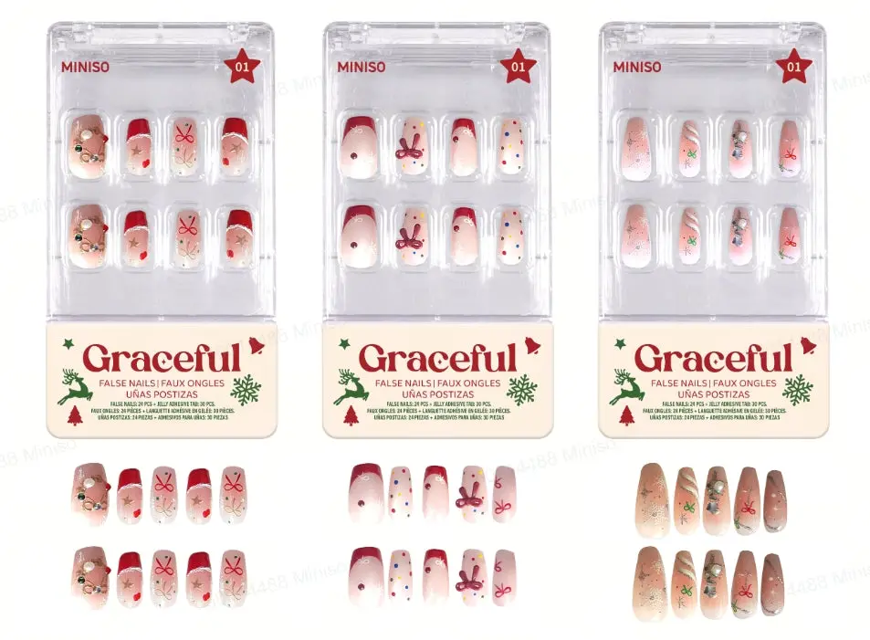 Christmas Series False Nails With Jelly Adhesive Tabs （03） 1