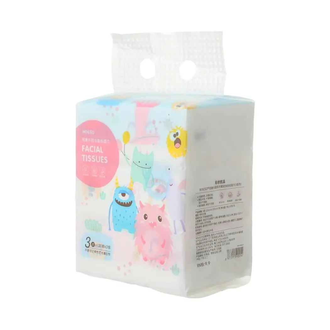 Miniso Monster Paradise Collection Soft & Comfy Facial Tissues (3 Pack) 1