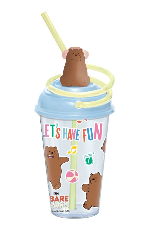 We Bare Bears Seaside Music Festival Plastic Tumbler With Swirly Straw (480Ml)(Grizz) 1