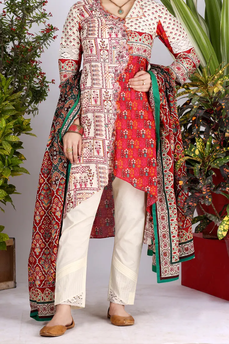 Off White Lawn 3Pc Unstitched - Alp-700 1