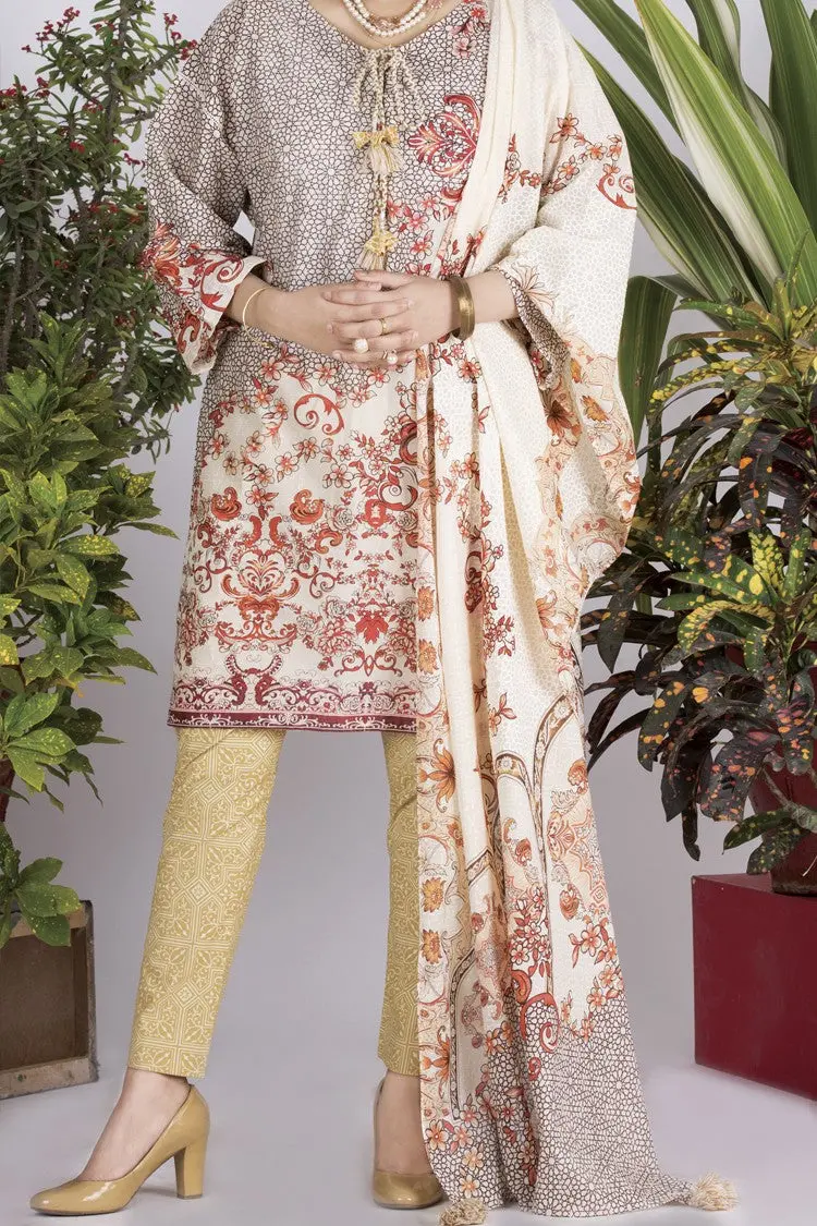 Off White Lawn 3Pc Unstitched - Alp-702 1