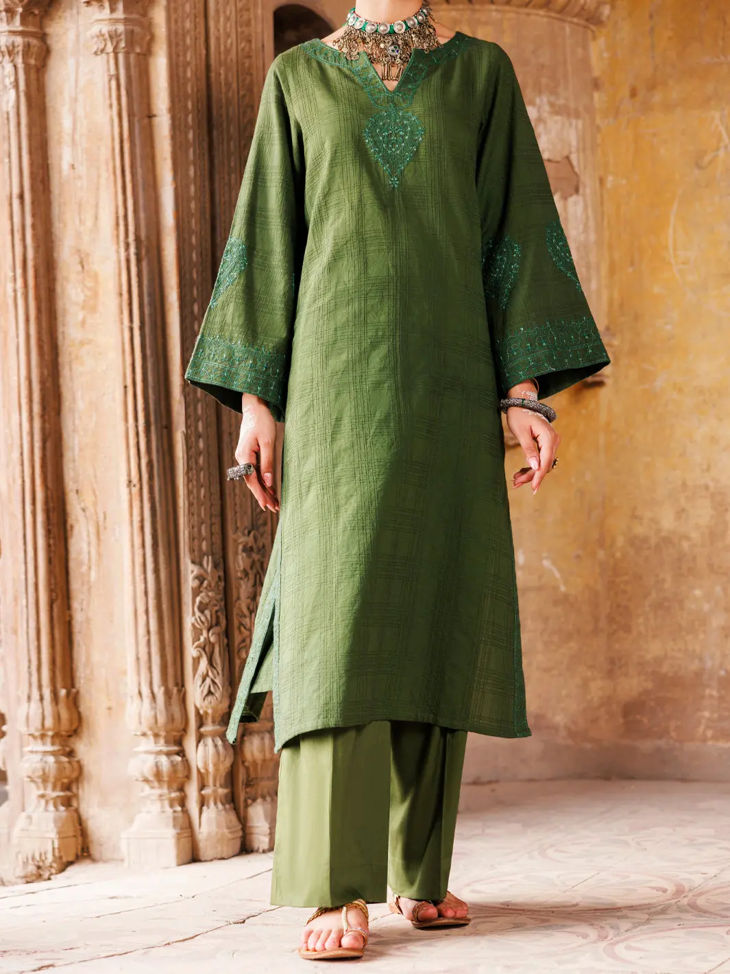 Mehndi Green Dobby Kurti - Awp-Lk-705 1