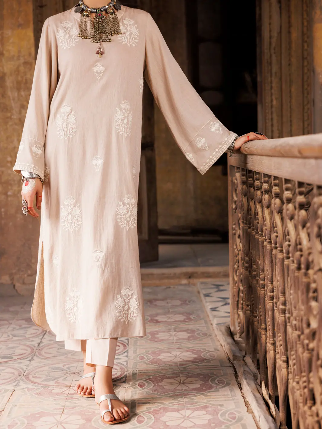 Beige Cotton Dobby Tunic - Awp-Lk-706 1