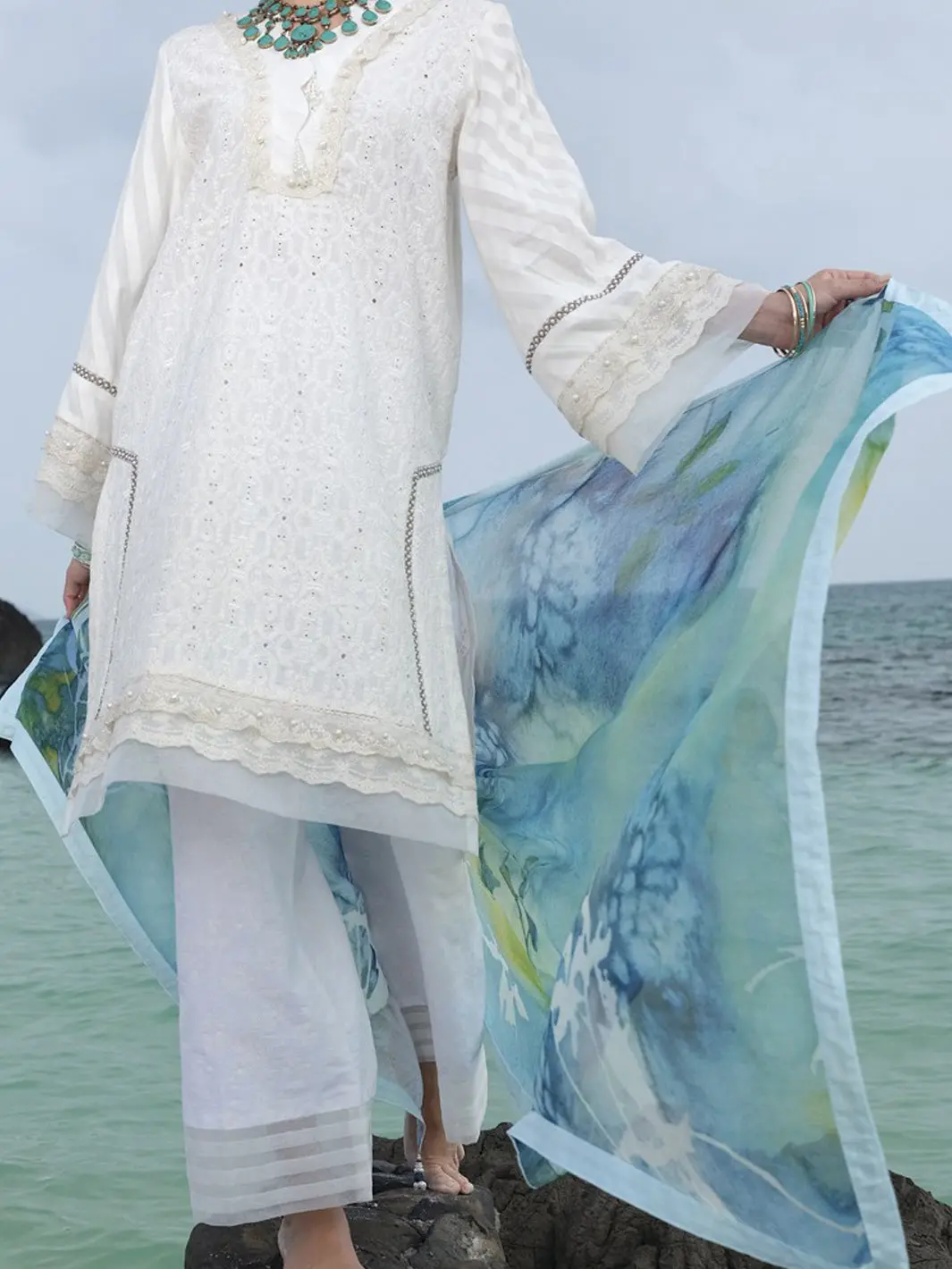 White Schiffli 3Pc Unstitched - Alp-708 Rfd 1