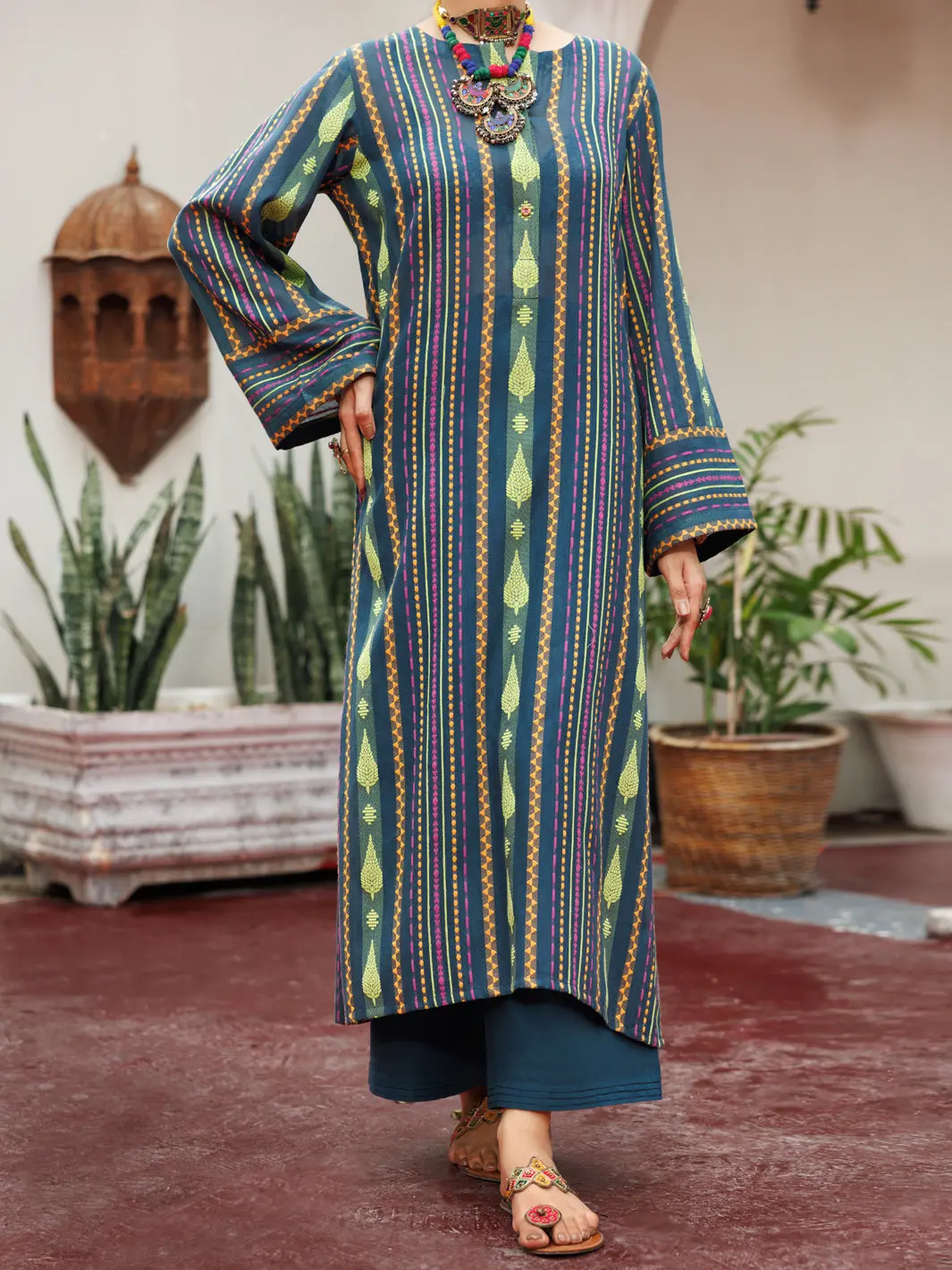 Teal Yarn Dyed Tunic - Awp-Lk-719 1