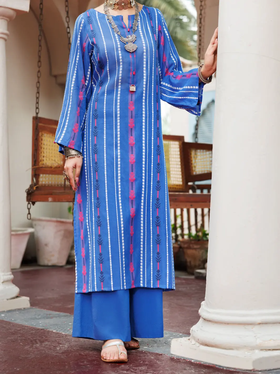 Blue Yarn Dyed Tunic - Awp-Lk-723 1