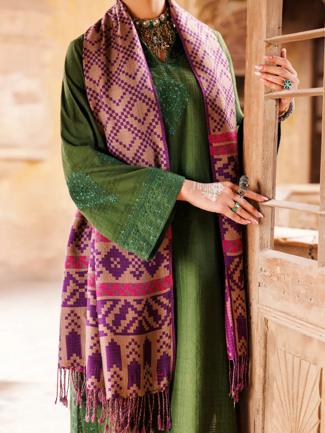 Purple Yarn Dyed Shawl - Awp-St-724 1