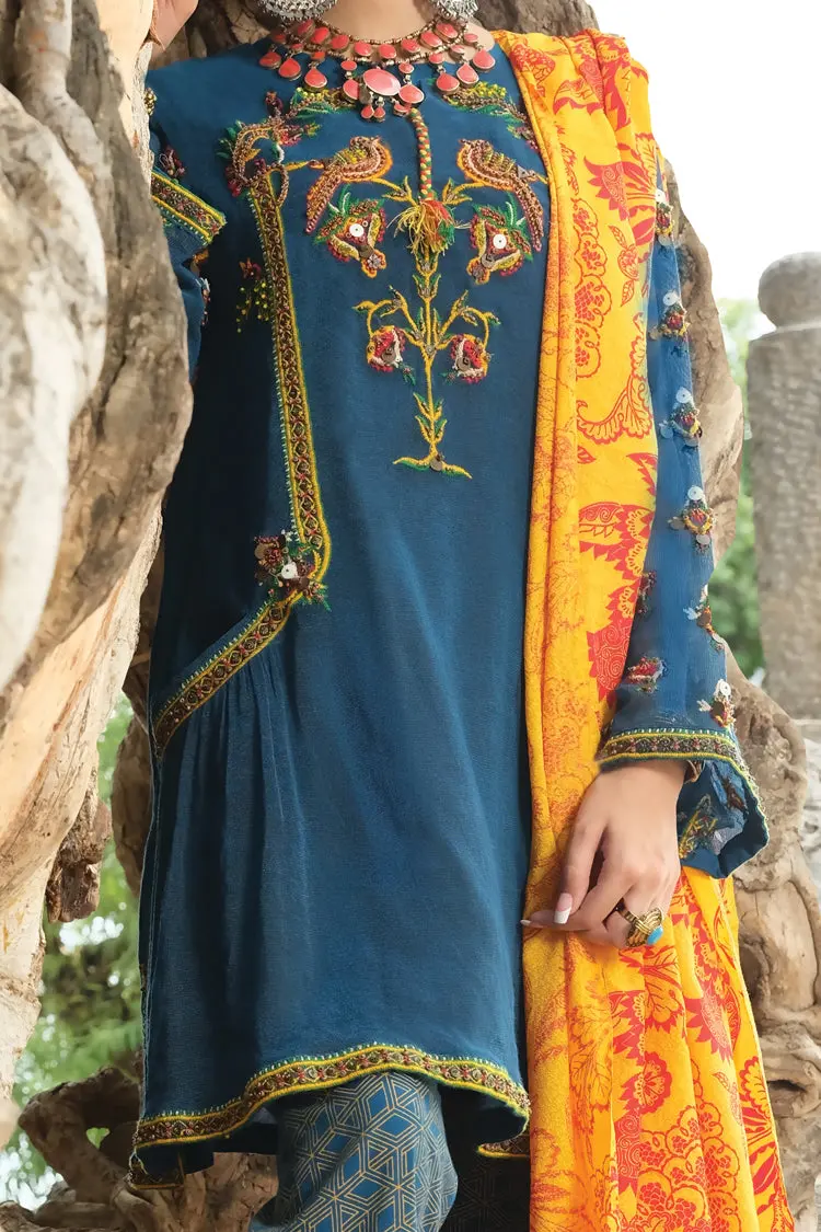 Blue Cotton Net 3Pc Stitched - Alp-728 1
