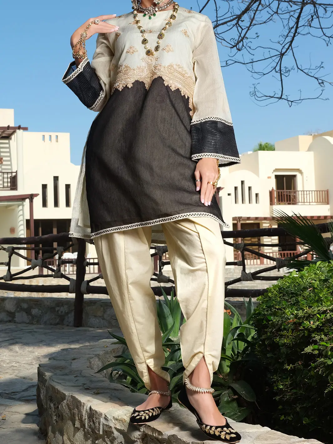 Cream Cotton Net Tunic - Al-Lk-731 1