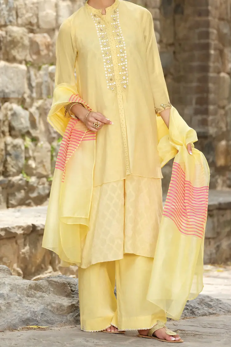Lime Cotton Net 3Pc Stitched - Alp-733 1