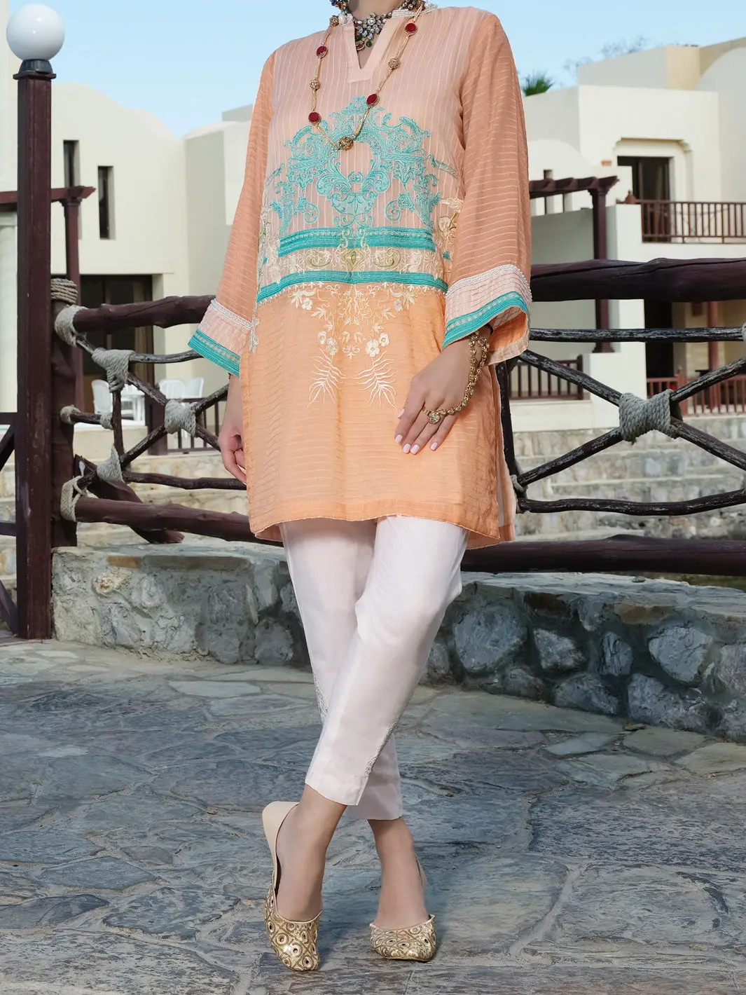 Orange Lawn Tunic - Al-Lk-735 1