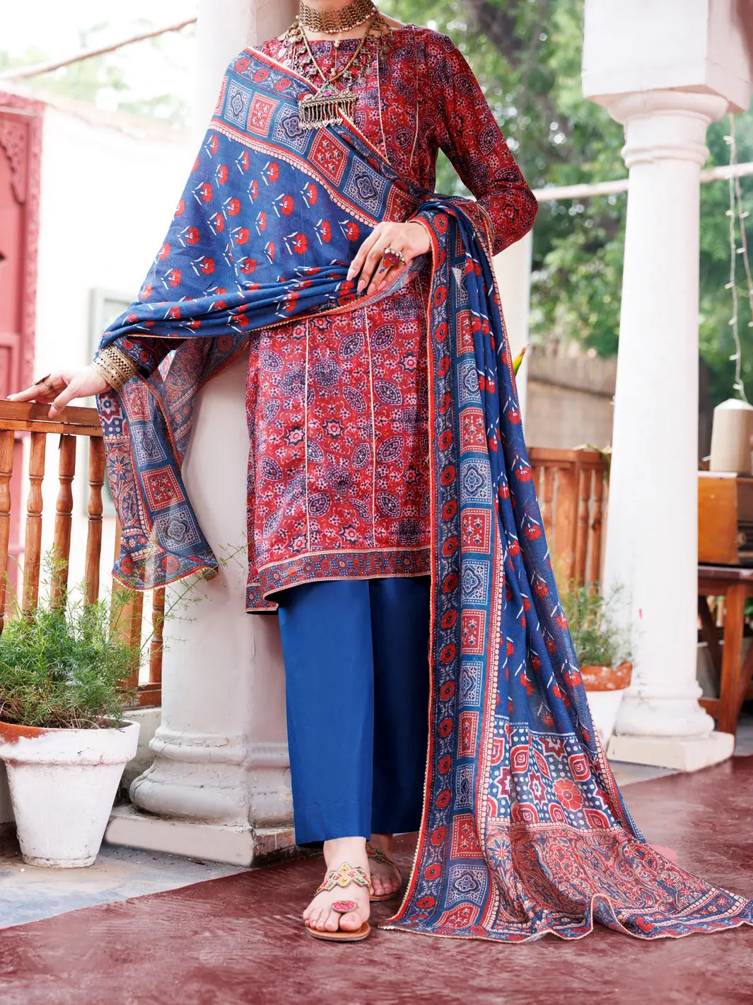 Maroon Cambric 3Pc Stitched - Awp-3Ps-737A 1