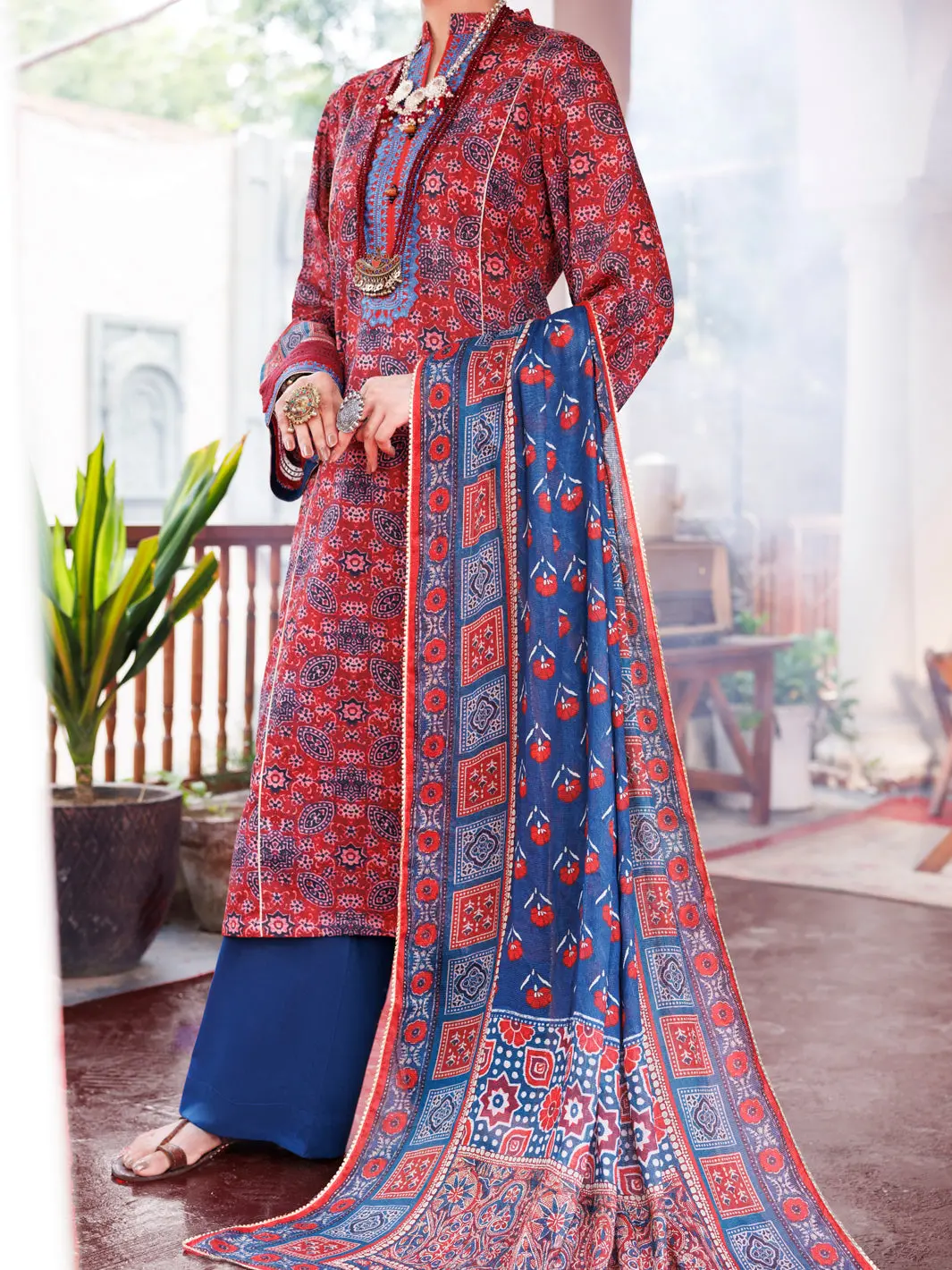 Maroon Cambric 3Pc Unstitched - Awp-3Ps-737B 1