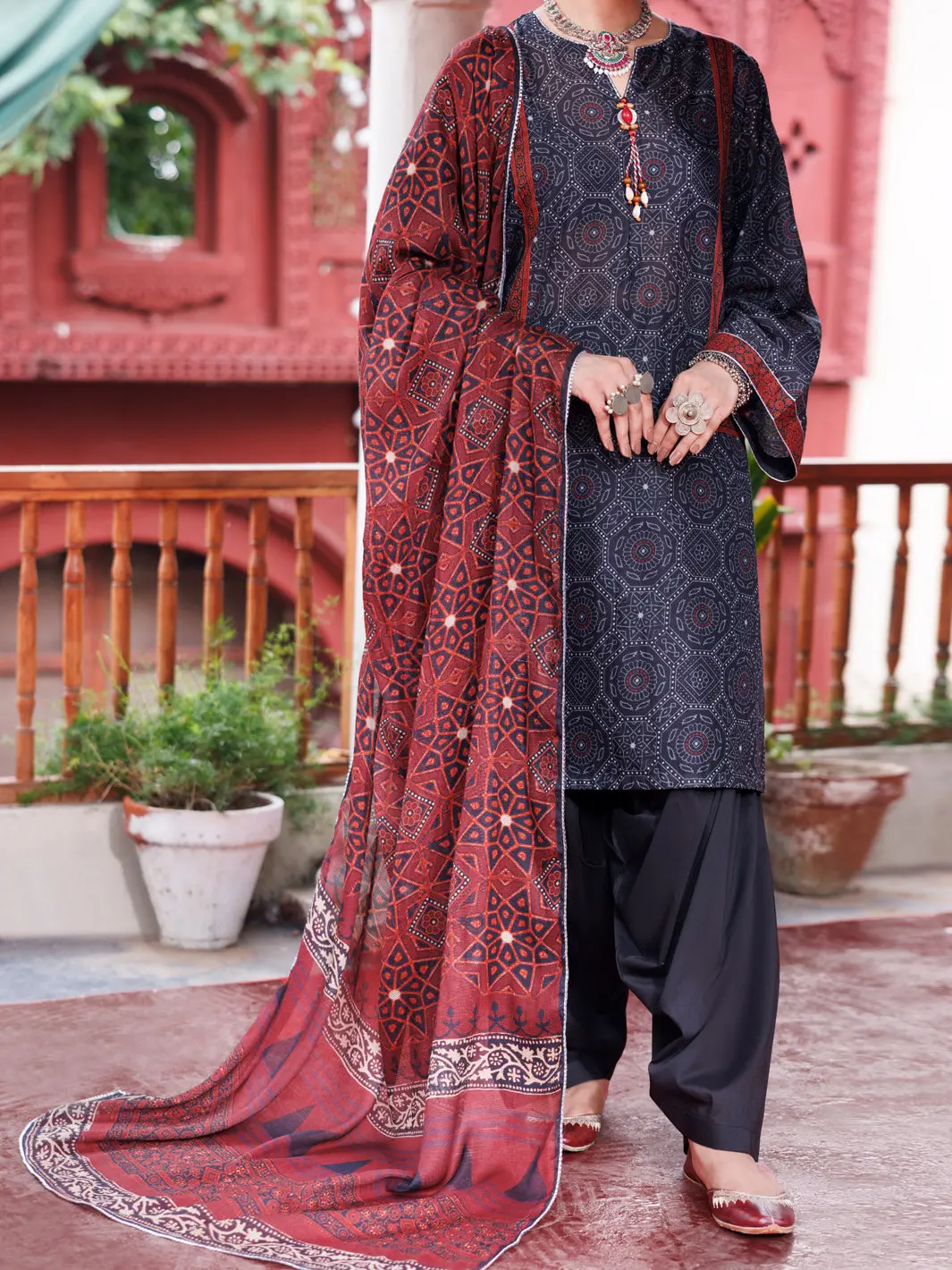 Black Cambric 3Pc Stitched - Awp-3Ps-740A 1