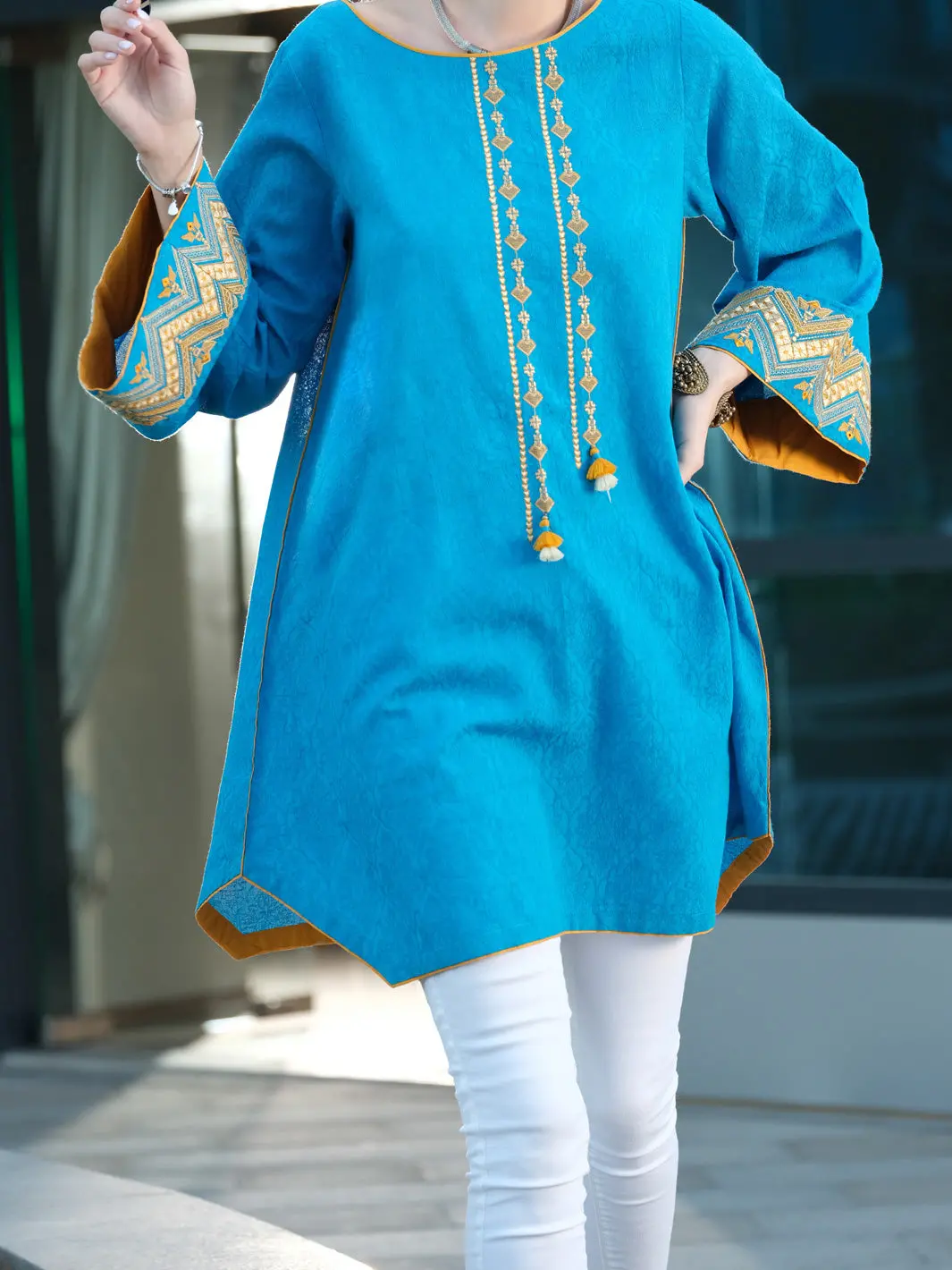 Ferozi Jacquard Tunic - Al-Lk-747 1