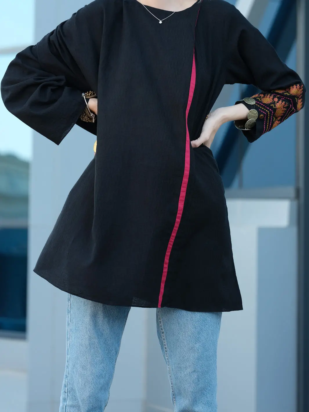 Black Jacquard Tunic - Al-Lk-749 1