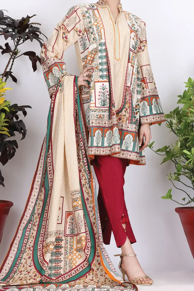 Beige Cambric 3Pc Unstitched - Alp-754 1