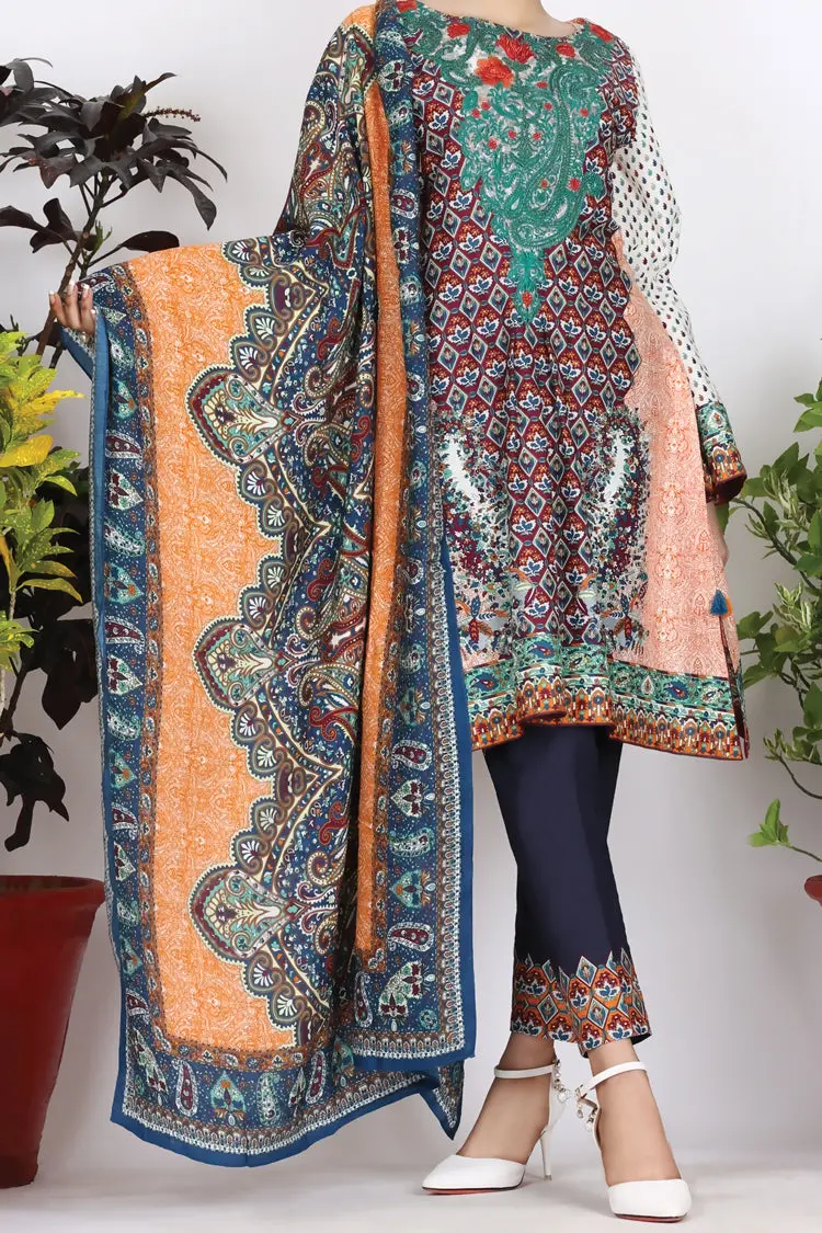 Orange Cambric 3Pc Unstitched - Alp-758 1