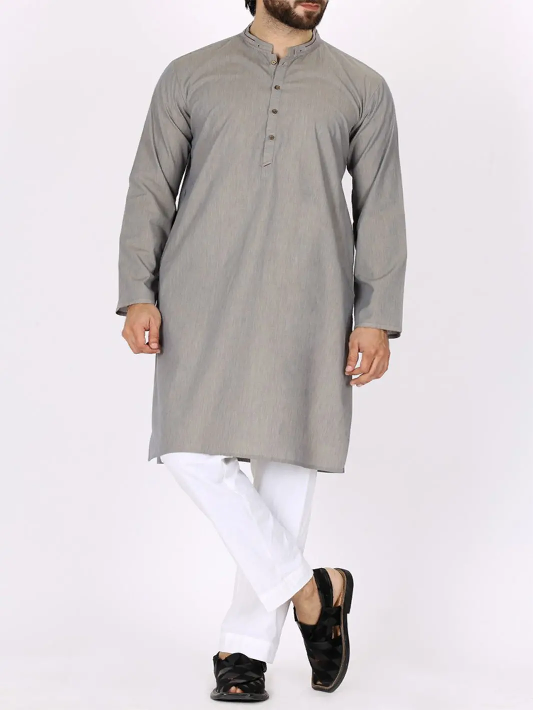 Light Grey Cotton Kurta - Al-K-759 1