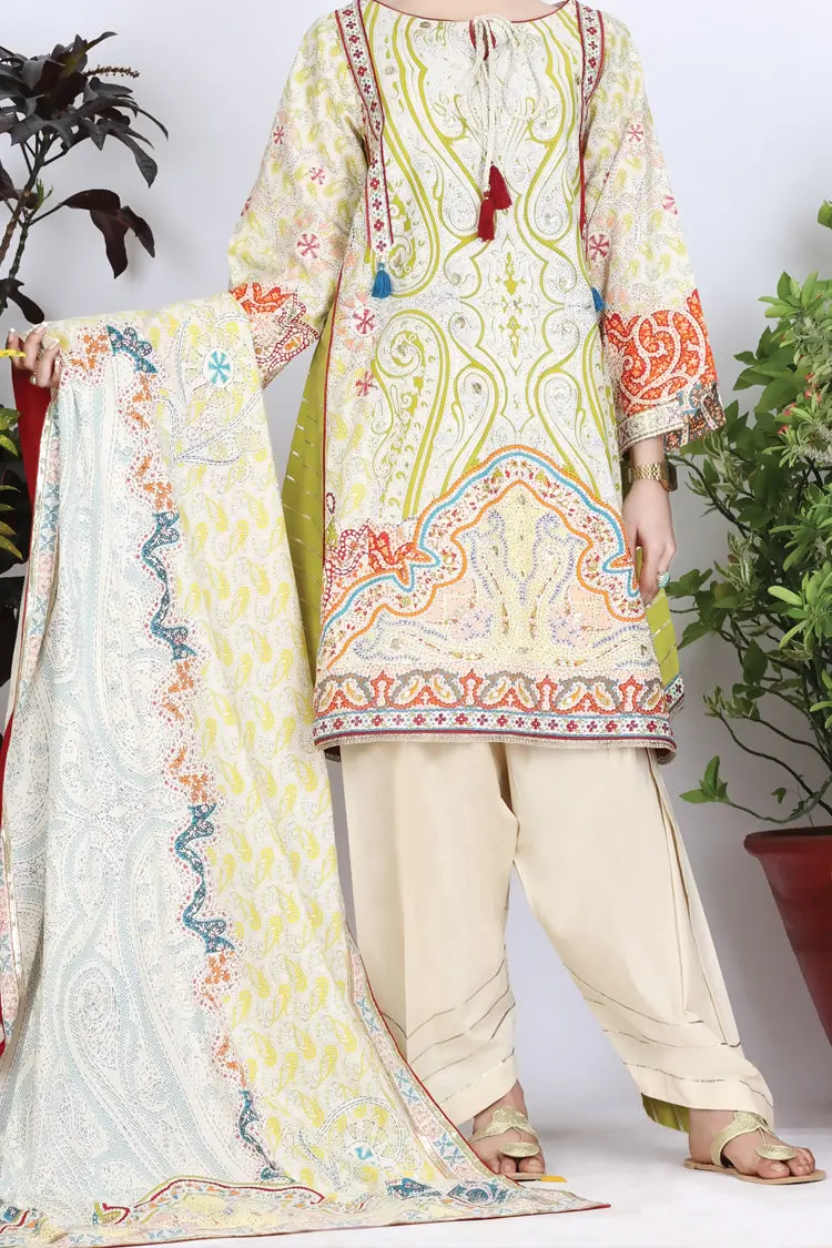 Off White Cambric 3Pc Stitched - Alp-763 1