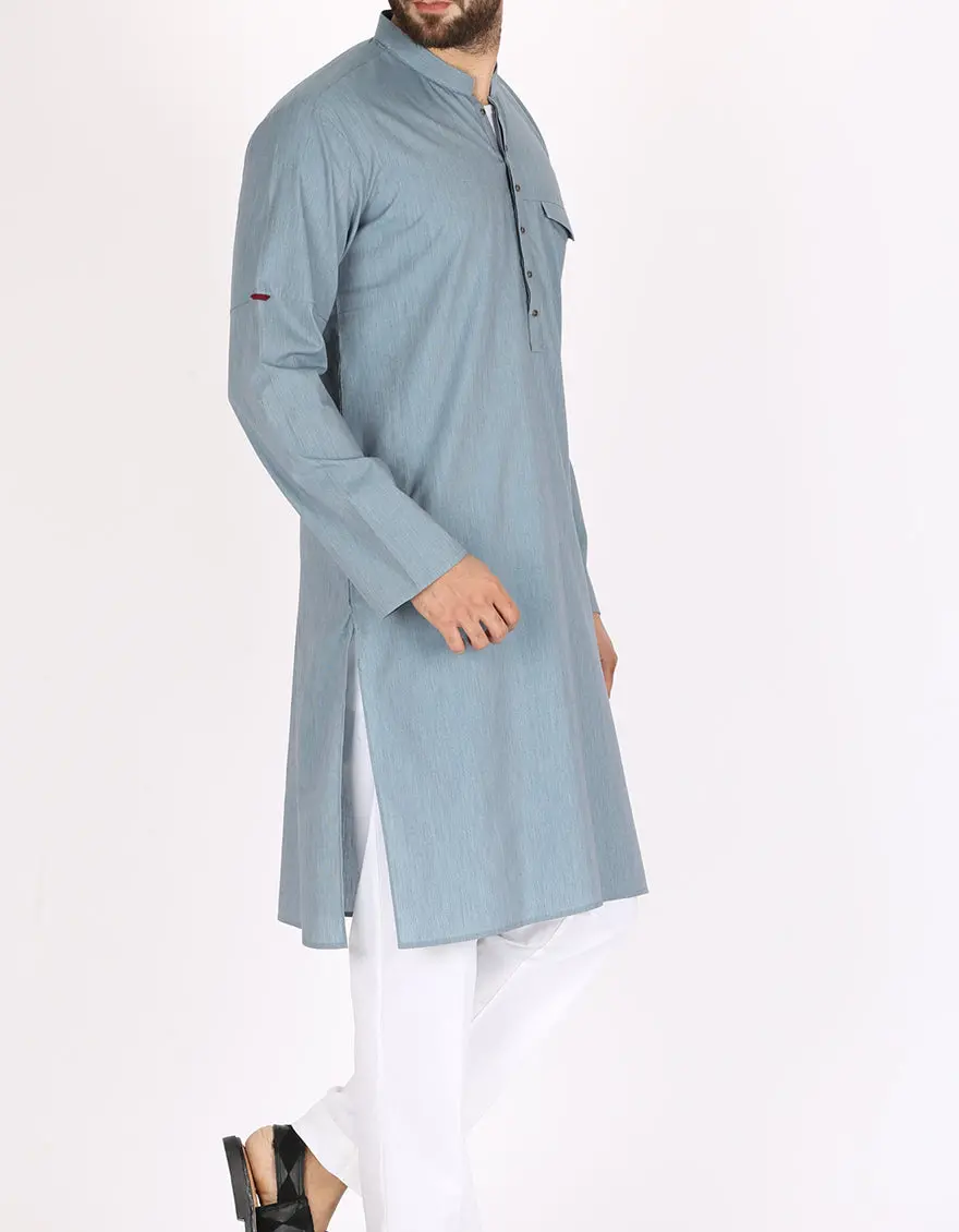 Light Blue Cotton Kurta - Al-K-768 1