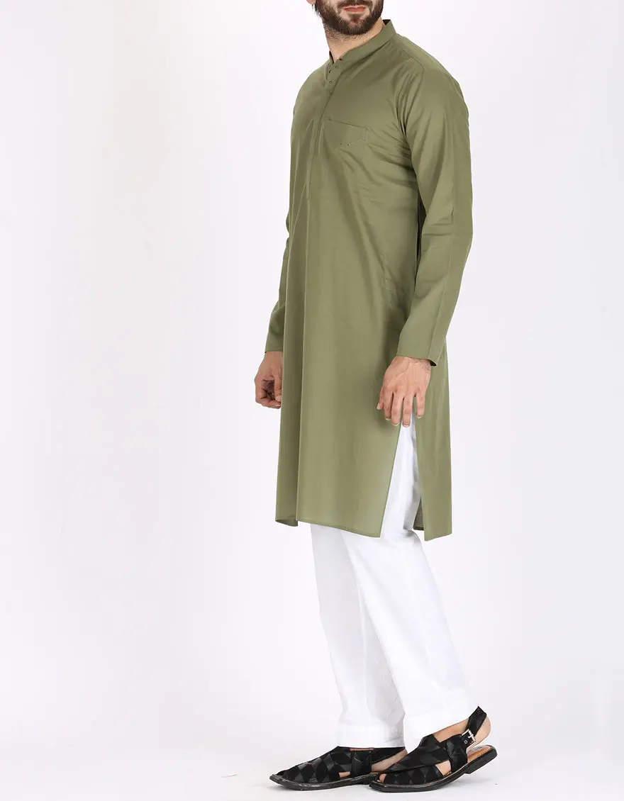 Green Cotton Kurta - Al-K-769 1