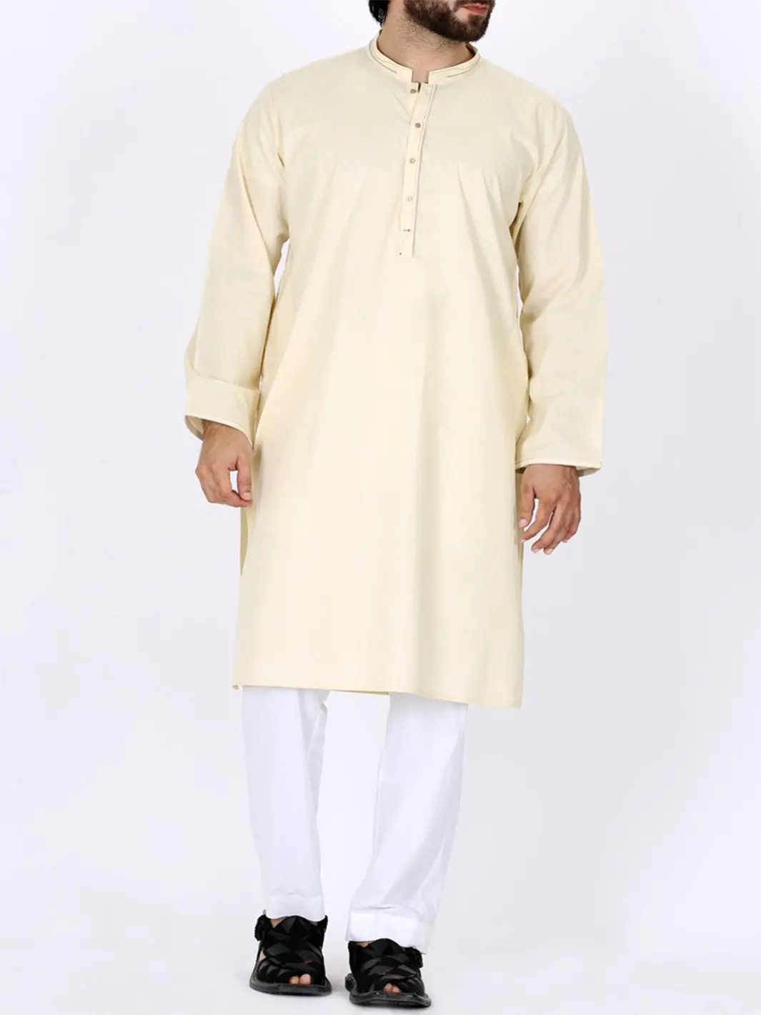 Creamy Yellow Cotton Kurta - Al-K-774 1