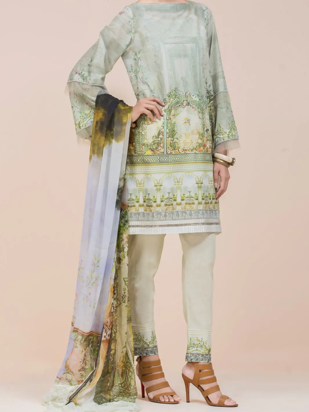 Pistachio Green Lawn 3Pc Unstitched - Alp-3Ps-790 1