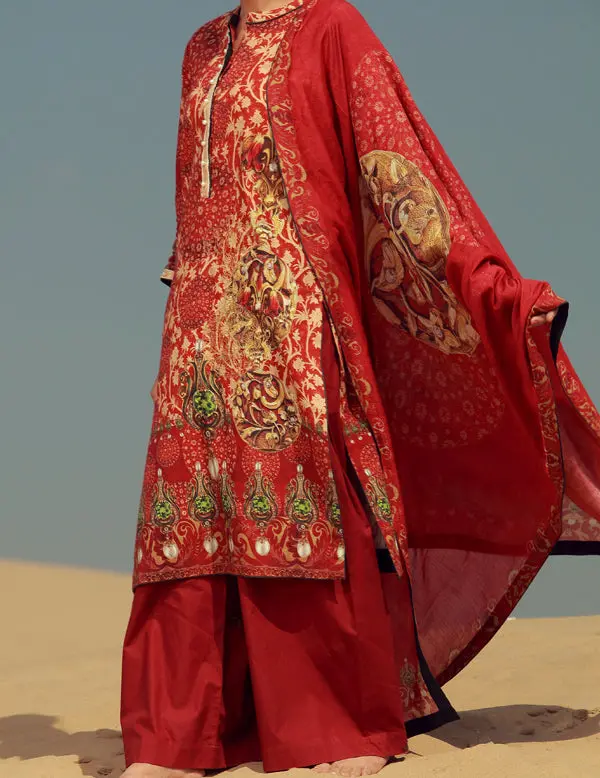 Red Khaddar 3Pc Stitched - Awp-165 1