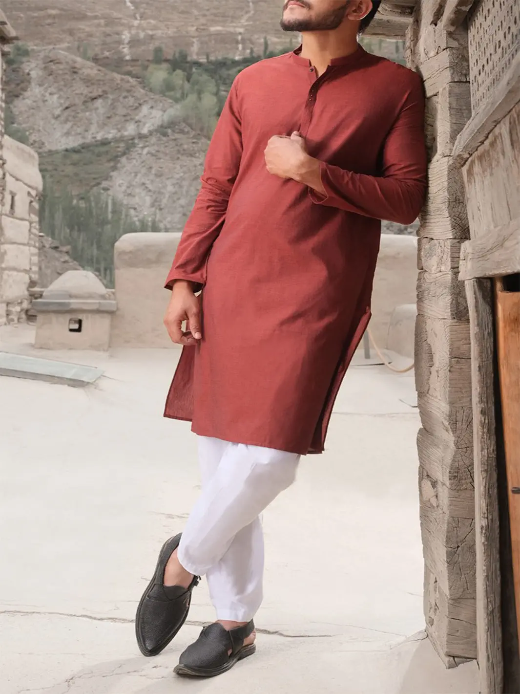 Red Blended Kurta - Al-K-825 1