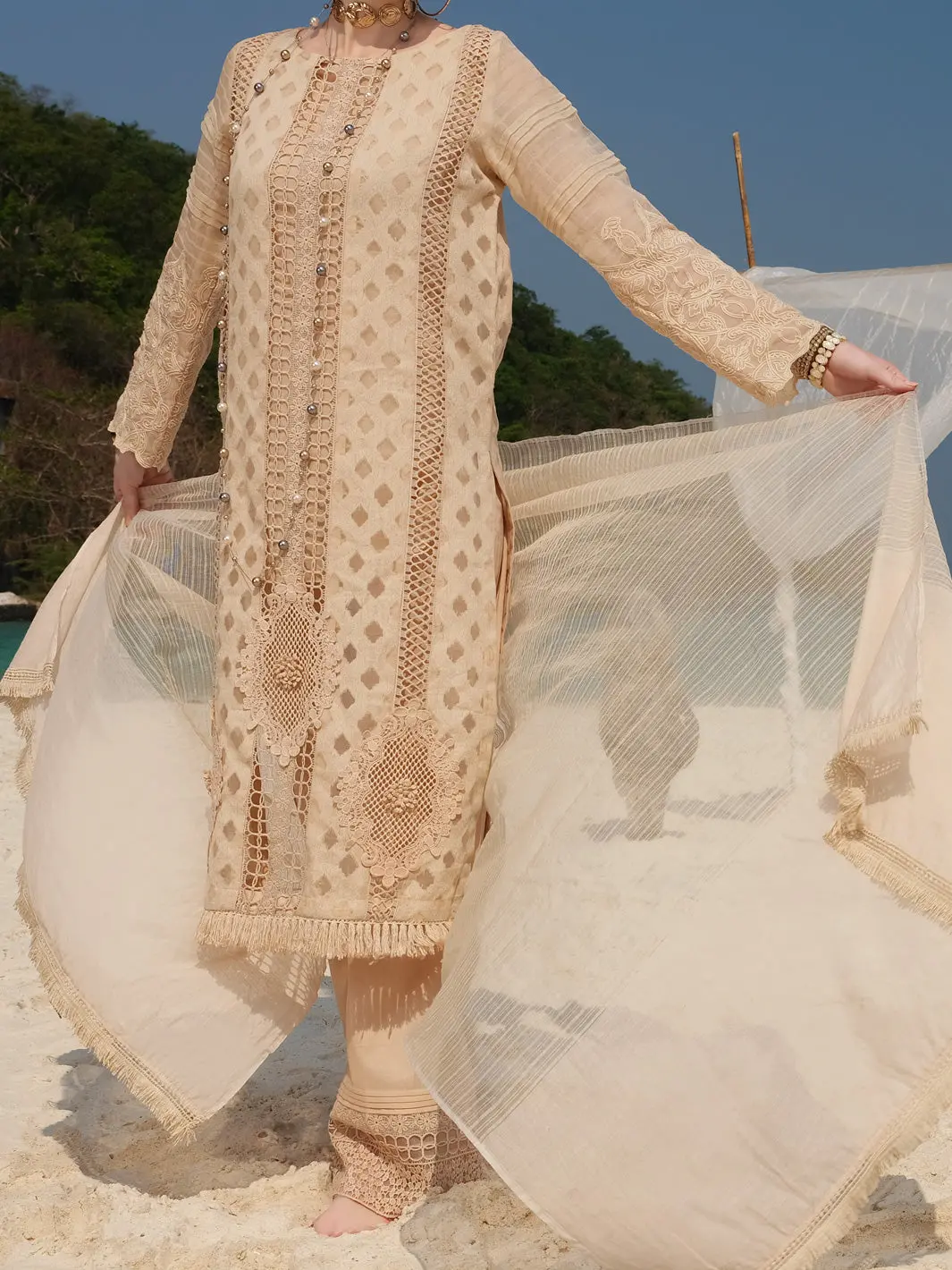 Beige Jacquard 3Pc Unstitched - Alp-3Ps-832 1